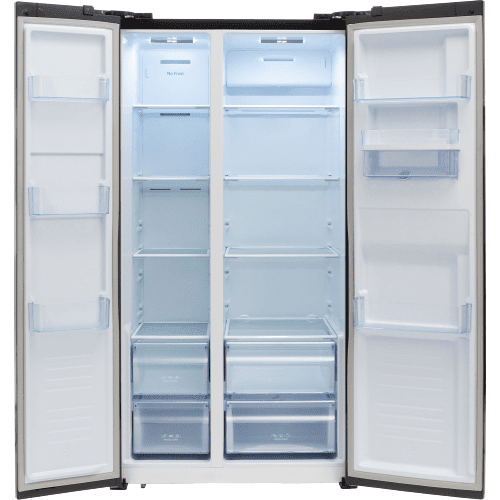 Defy 496L Black Glass Double Doors