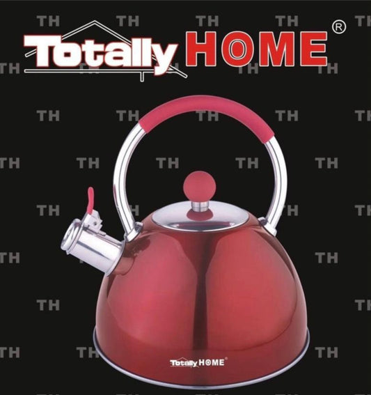 Stove Top Kettle 3 Litre Non-Electric (Induction) with Whistle-Metallic Red