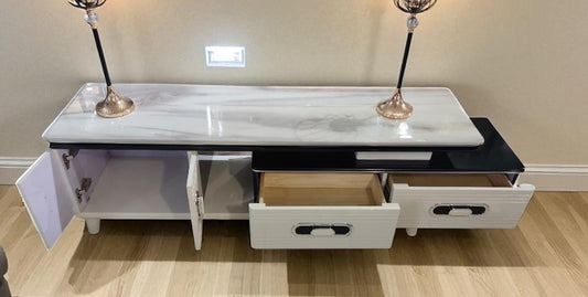 Wooden TV Stand With Marble Top TV001