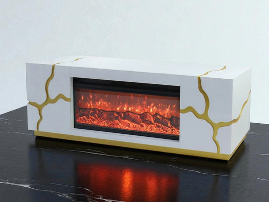 B2 Fireplace TV Stand White