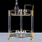 Round Mirror Trolley - 2 Levels Gold & Black