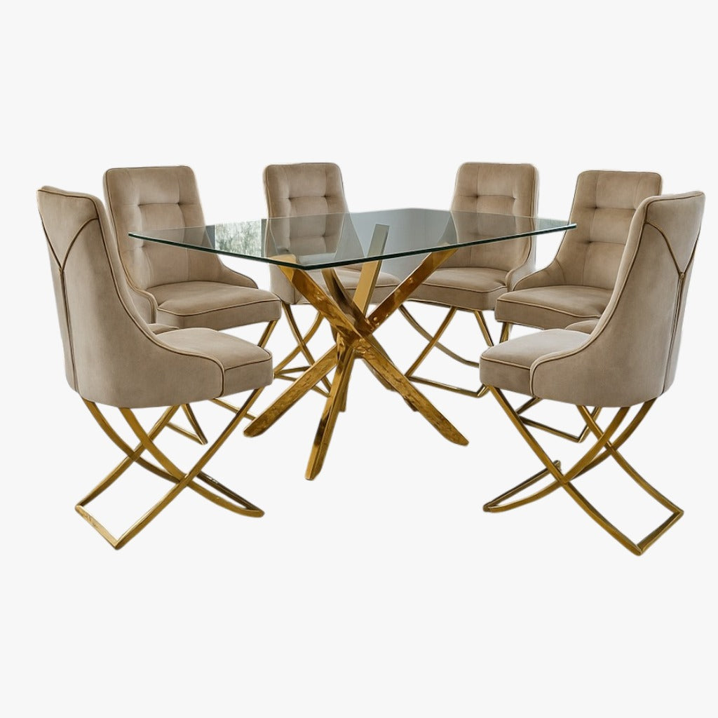 Golden Dining Set (6+1)