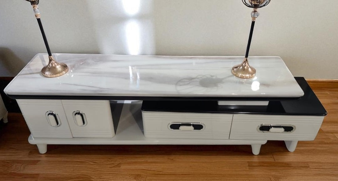 Wooden TV Stand With Marble Top TV001
