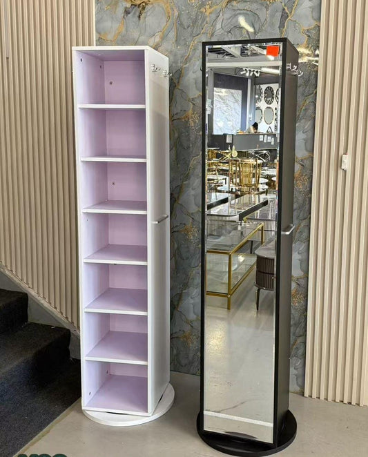 Shoe Rack with Mirror and Hangers | Modern Storage Cabinet