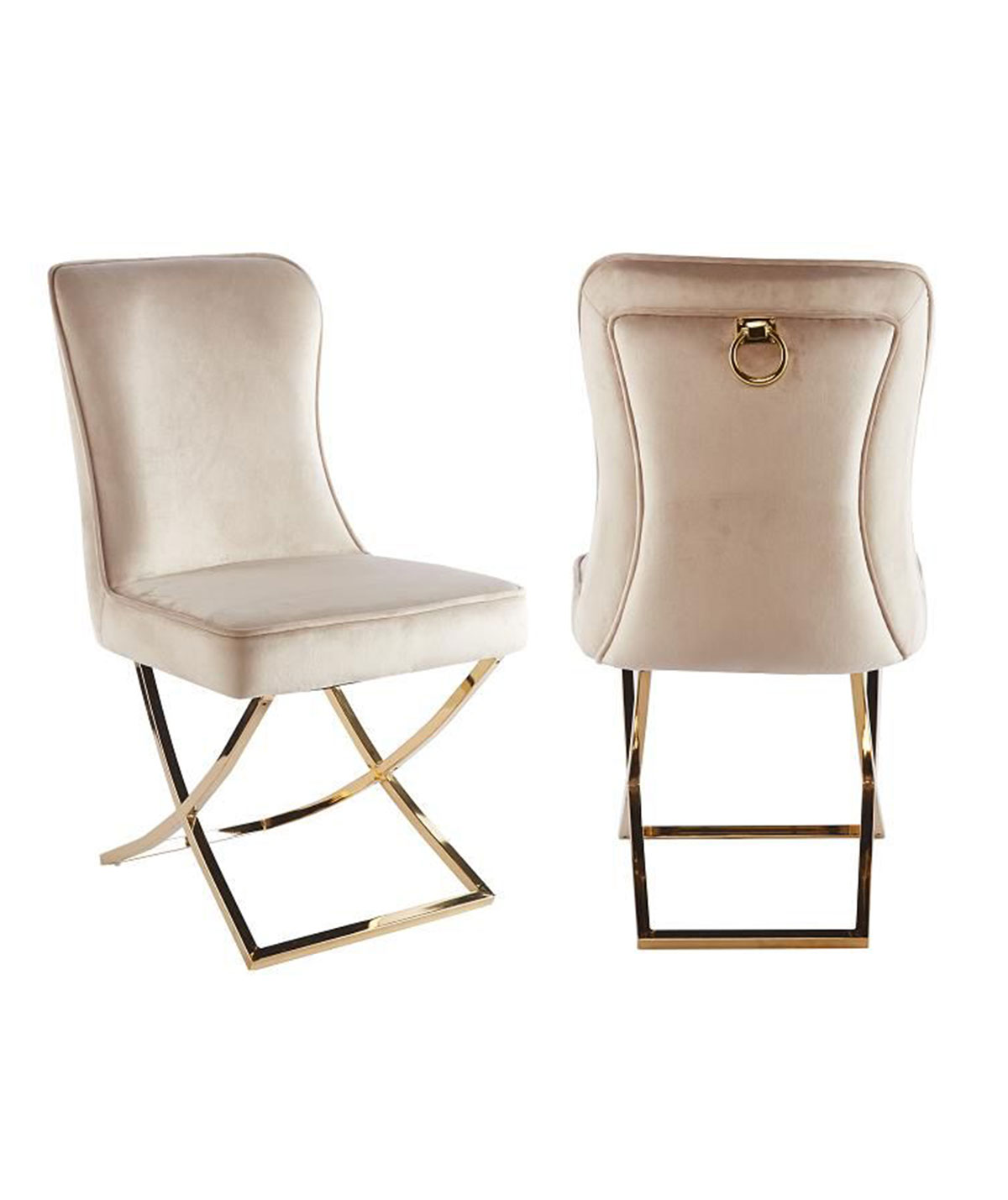 Dinning Chair Suede Gold With Gold